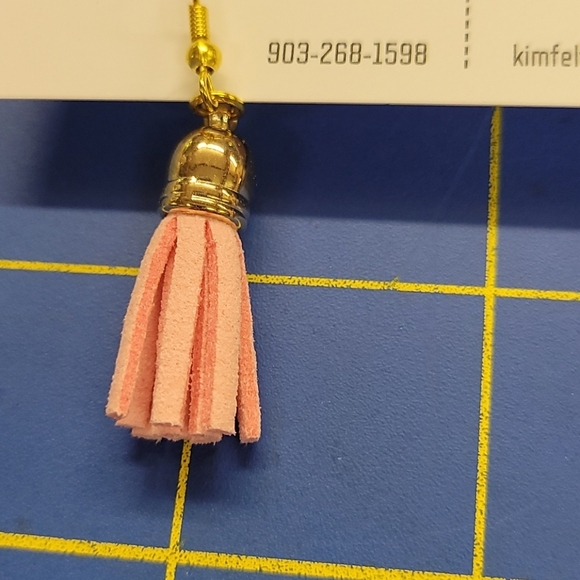 Pleather Tassel 1.25" Earrings - Picture 2 of 2